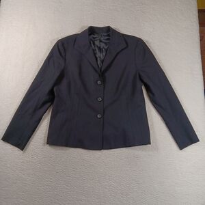 Lafayette 148 New York Blazer Womens 16 Black Virgin Wool 3 Button Career